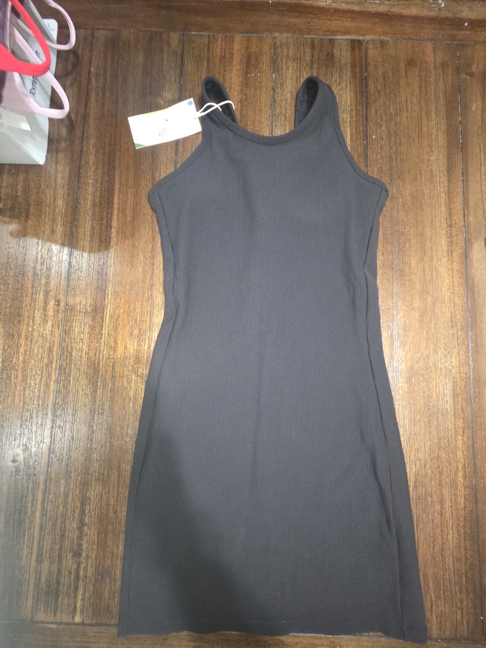 HALARA Black Ribbed Tank Mini Dress
